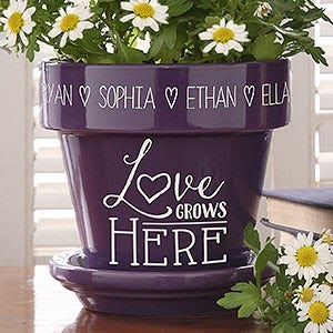 Mother's Love Grows Here Personalized Garden Pot
